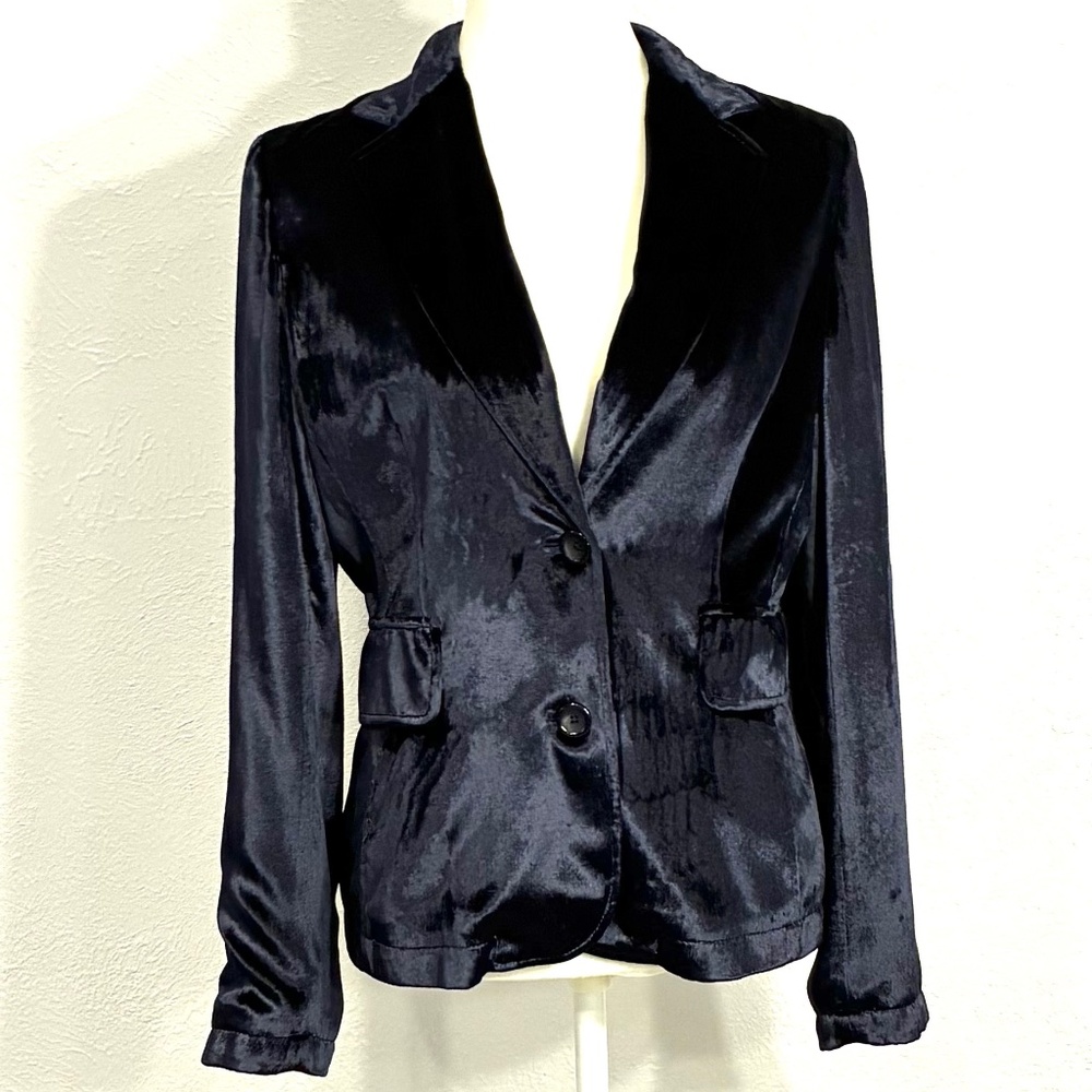 Dark Blue Velveteen Blazer, Banana Republic, Silk Lined, Size 8, Pockets